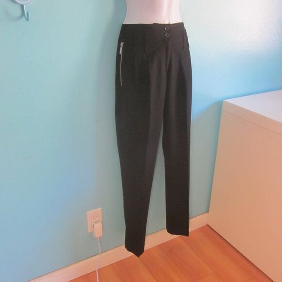 Michael Kors Womens Size 0 Black Tapered Dress Pants Zipper Pockets - Picture 1 of 10